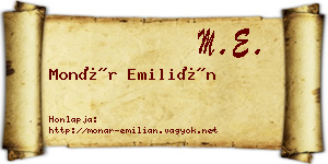 Monár Emilián névjegykártya